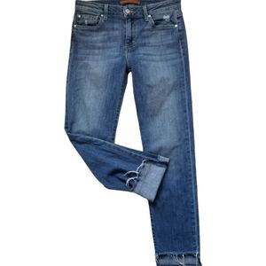 JOE'S The Cigarette Straight 9"Rise Zip Fly Distressed RAW HEM Ankle Jeans Sz 27
